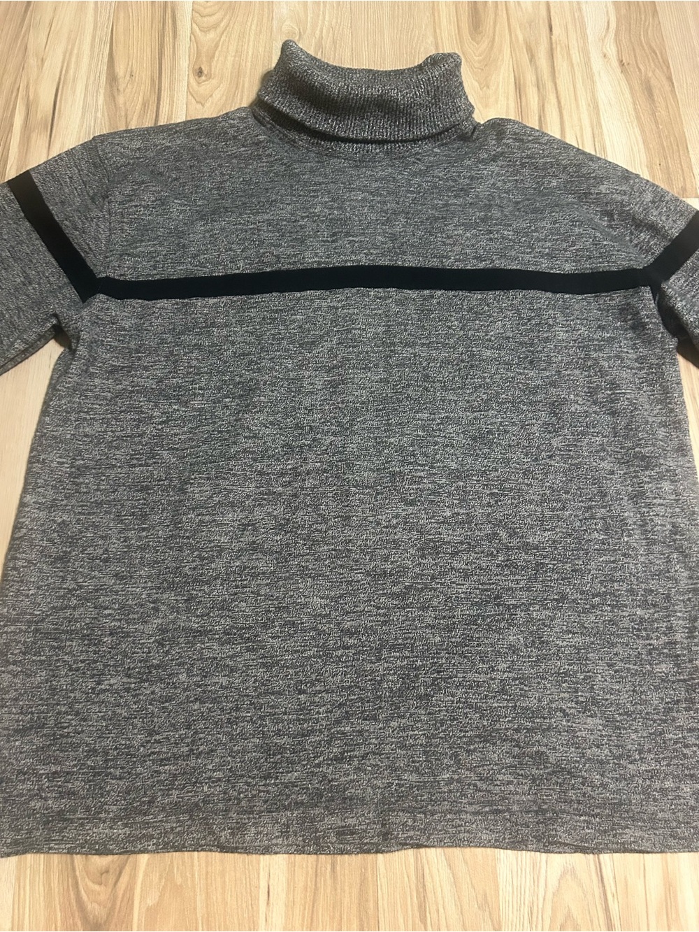 Tommy Hilfiger Gray Turtleneck with Black Chest Stripe